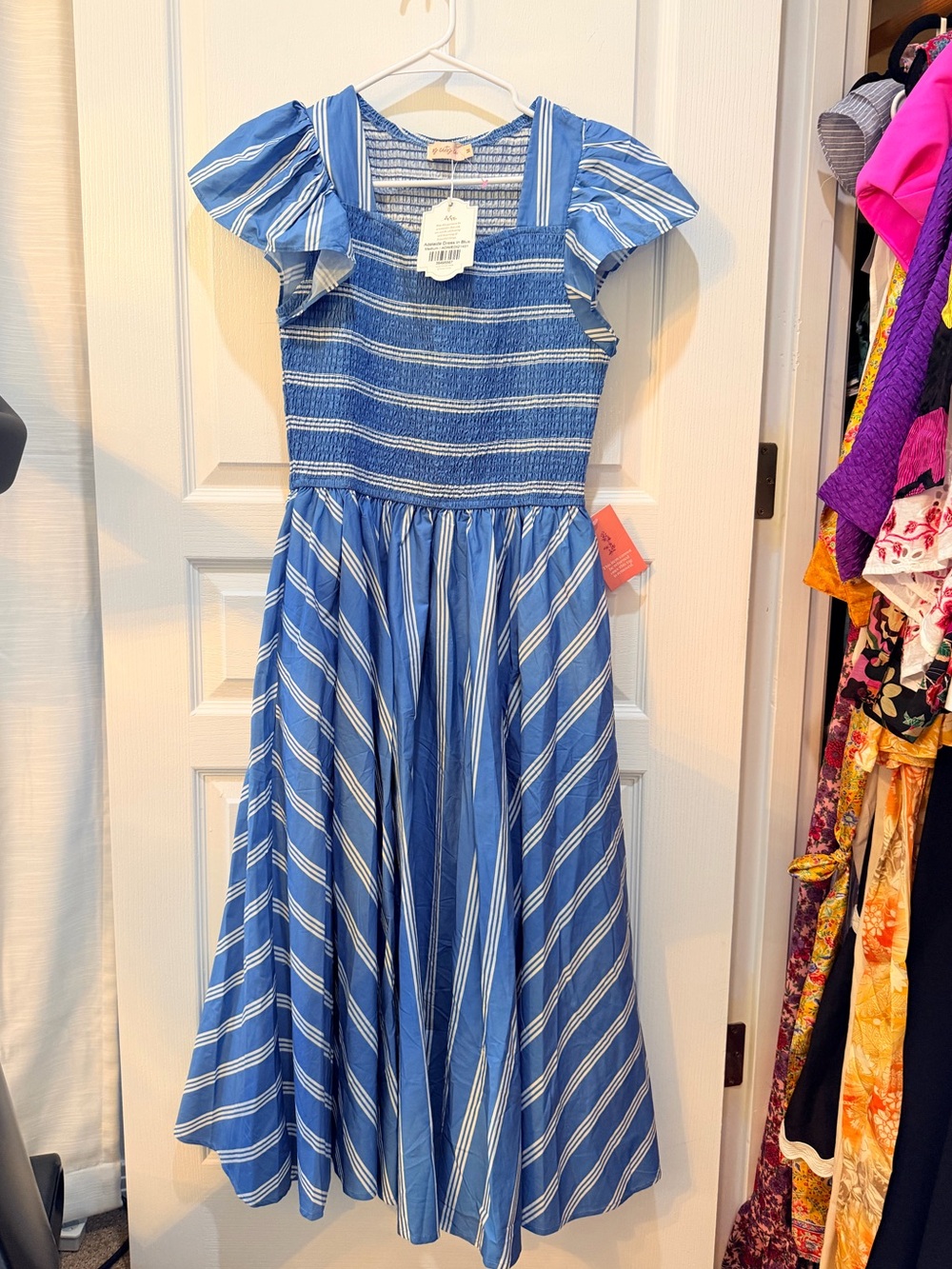 Ivy City Adelaide Dress in Blue and White Size M NWT $339